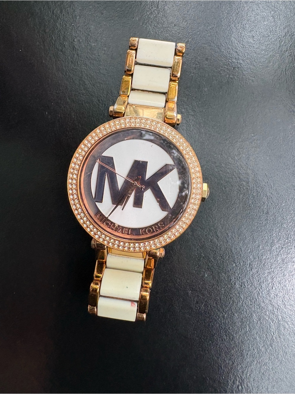 Michael Kors Rose Gold and White MK Logo Watch